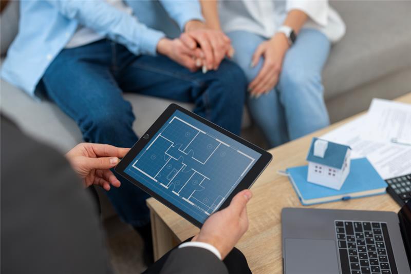 Male Real Estate Agent Doing Business Showing House Potential Buying Couple 1